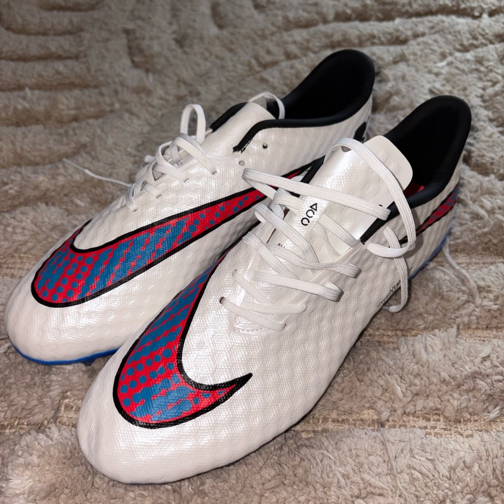 Nike White Cleats with Red and Blue Accents